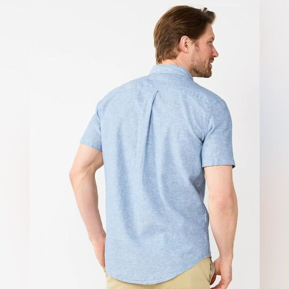 Men's Tommy Hilfiger Linen blend Custom-Fit Button-Down Shirt - Picture 6 of 11